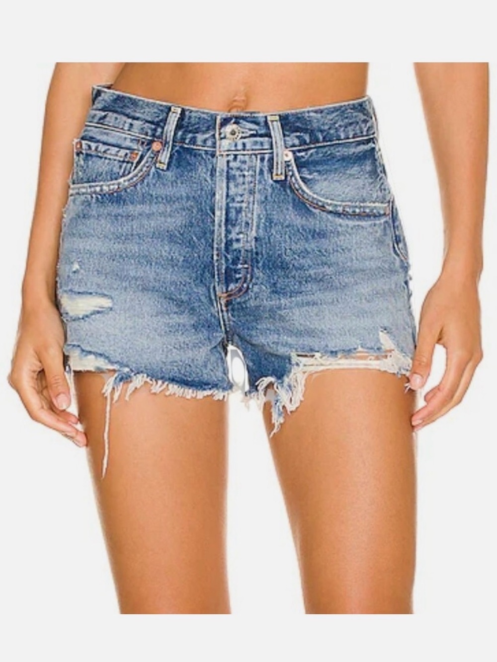Aritzia Agolde Parker Clutch  High-Waisted Distressed Jean Shorts